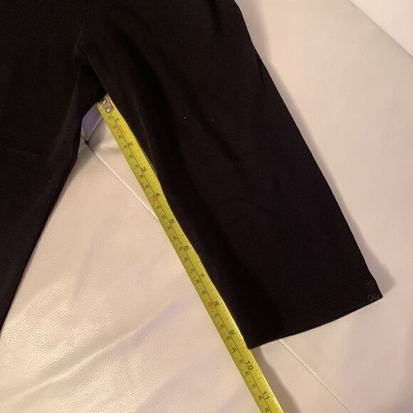 Ellen Tracy Black Cotton Knit 3/4 Sleeve Keyhole Neck Top Blouse Size L - Picture 4 of 9